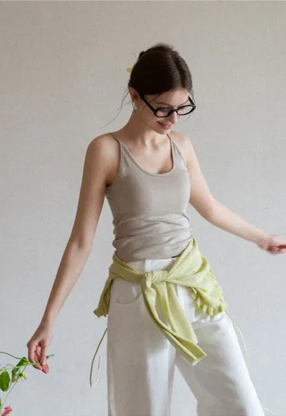 Lace Back Tank Top with Thin Straps