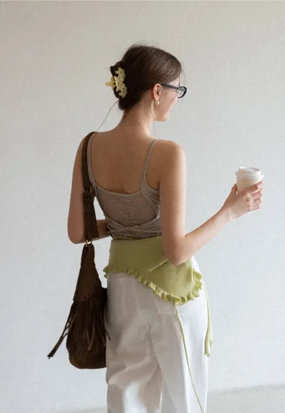 Lace Back Tank Top with Thin Straps