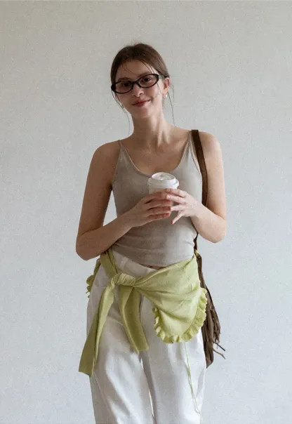 Lace Back Tank Top with Thin Straps