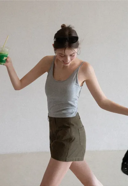 Lace Back Tank Top with Thin Straps