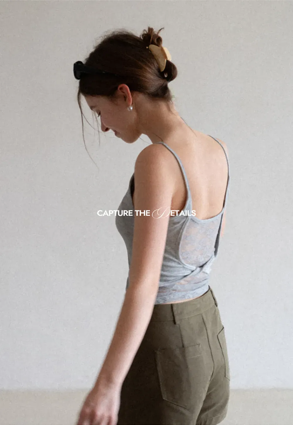 Lace Back Tank Top with Thin Straps