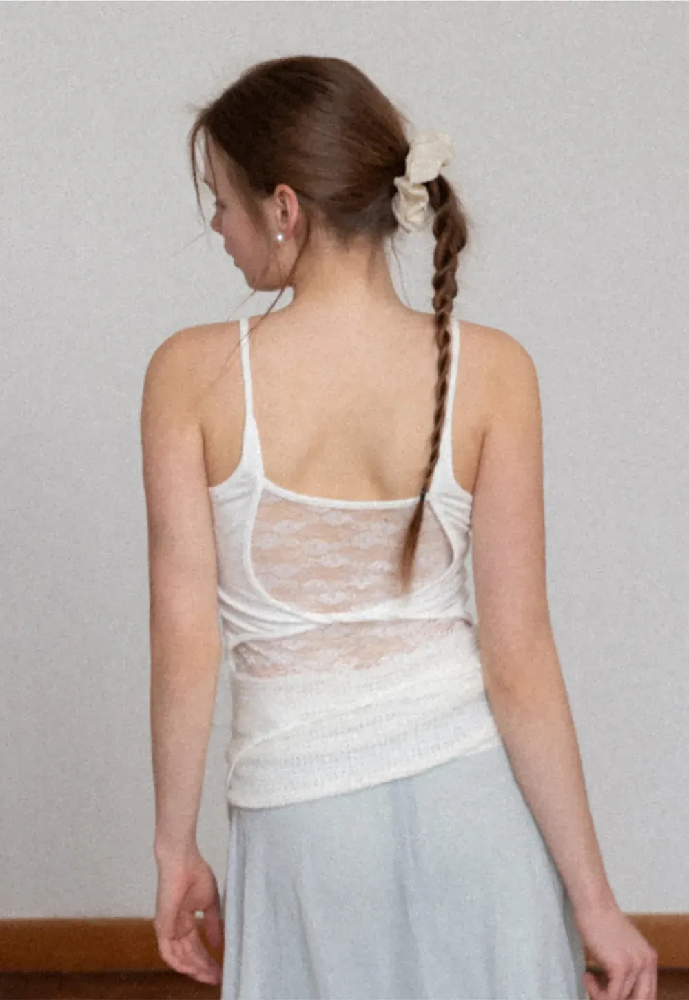 Lace Back Tank Top with Thin Straps