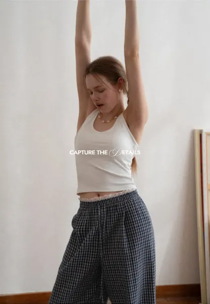 Lace Back Tank Top with Thin Straps