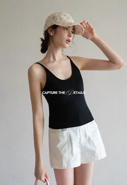 Lace Back Tank Top with Thin Straps