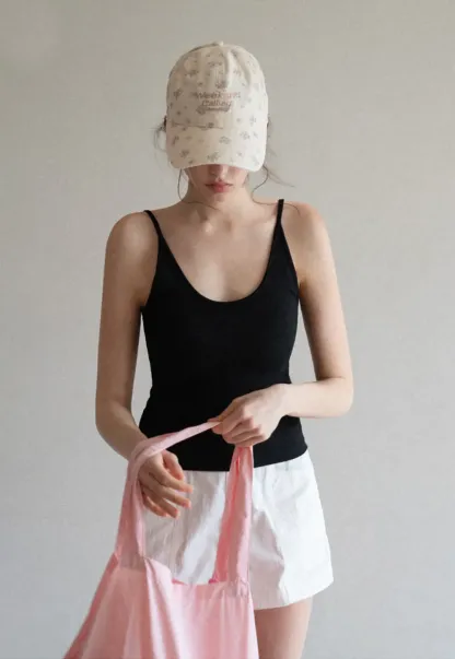 Lace Back Tank Top with Thin Straps