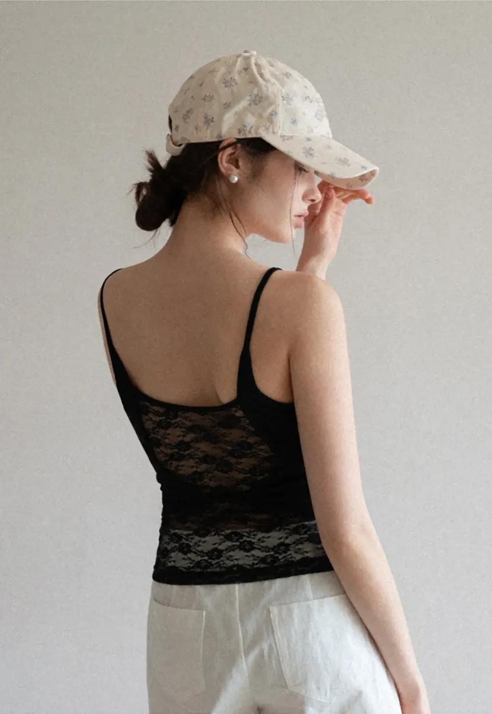 Lace Back Tank Top with Thin Straps