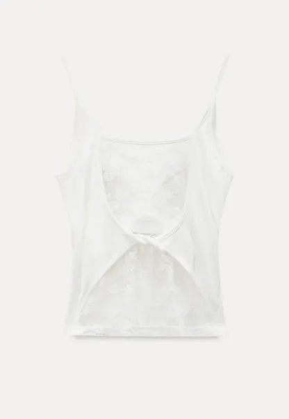 Lace Back Tank Top with Thin Straps