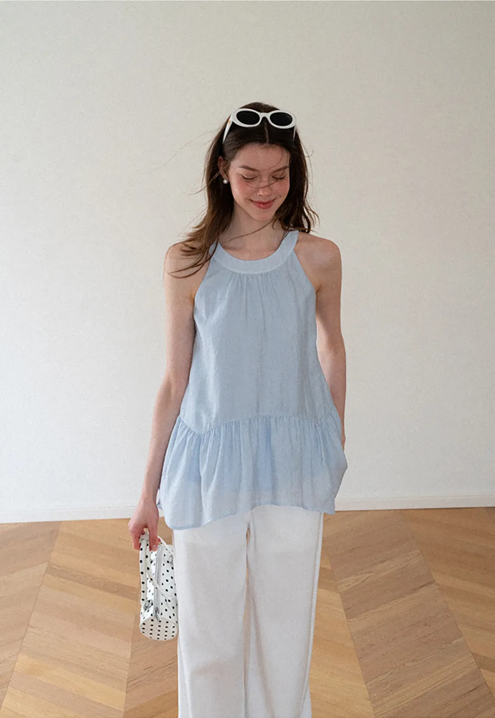 Ruffled Hem Sleeveless Top