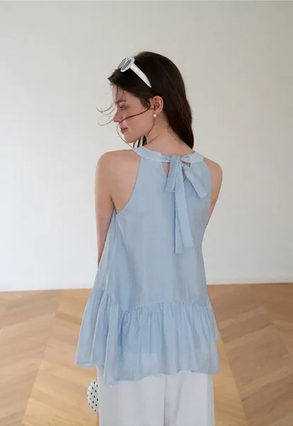 Ruffled Hem Sleeveless Top