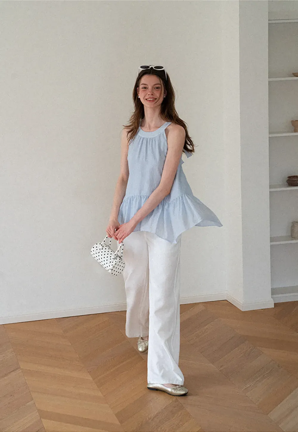 Ruffled Hem Sleeveless Top