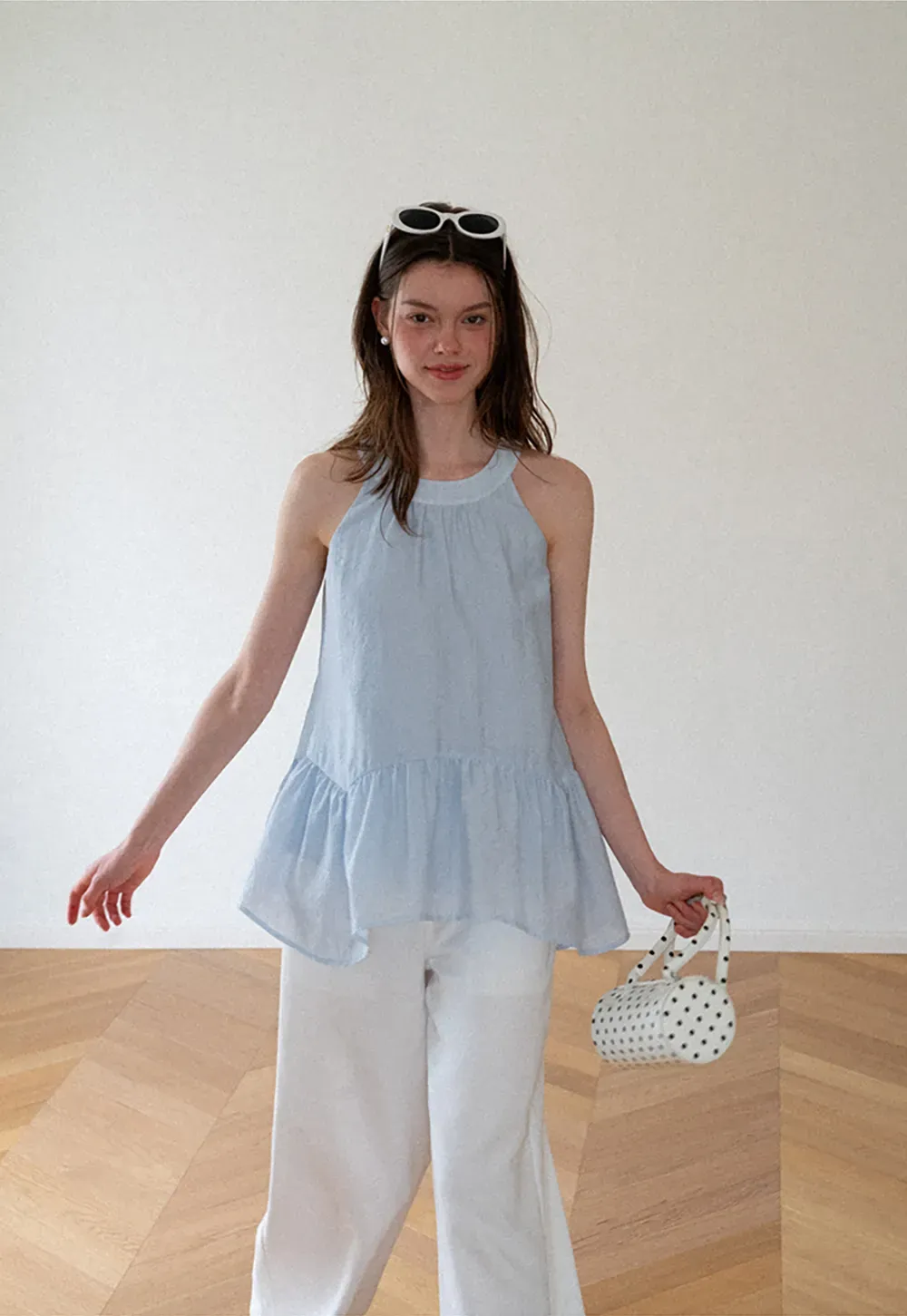 Ruffled Hem Sleeveless Top