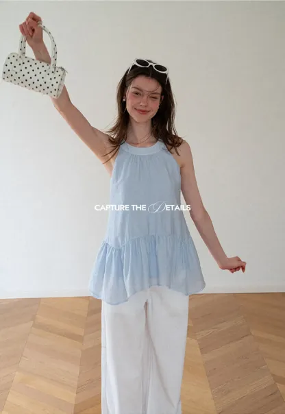 Ruffled Hem Sleeveless Top