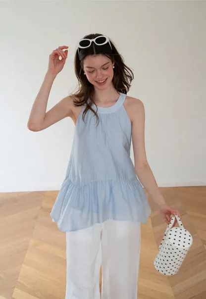 Ruffled Hem Sleeveless Top