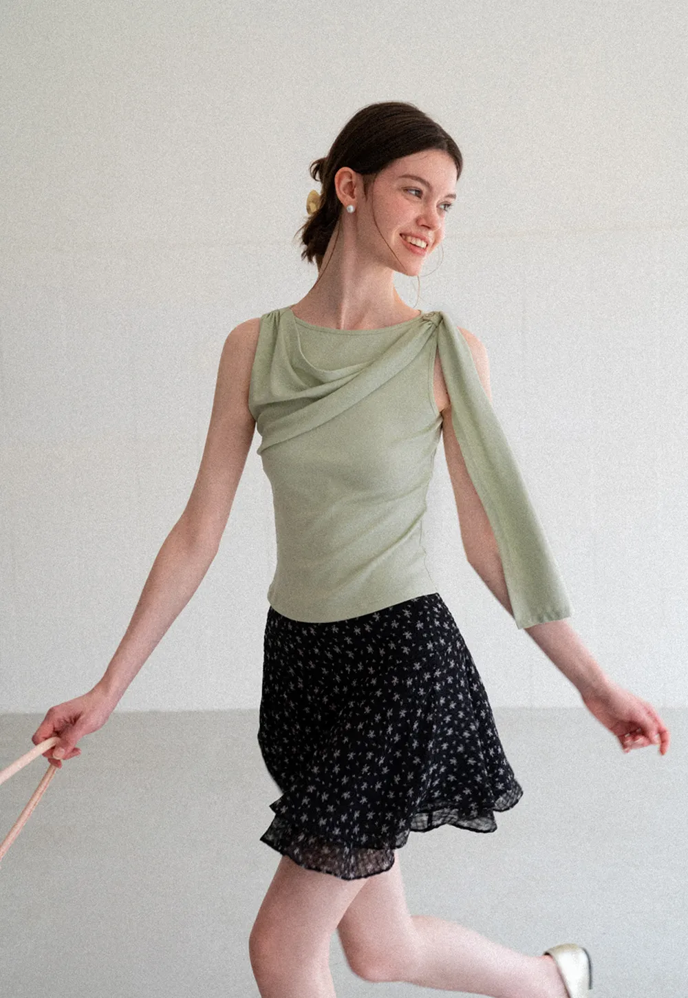 Asymmetrical Drape Sleeveless Top