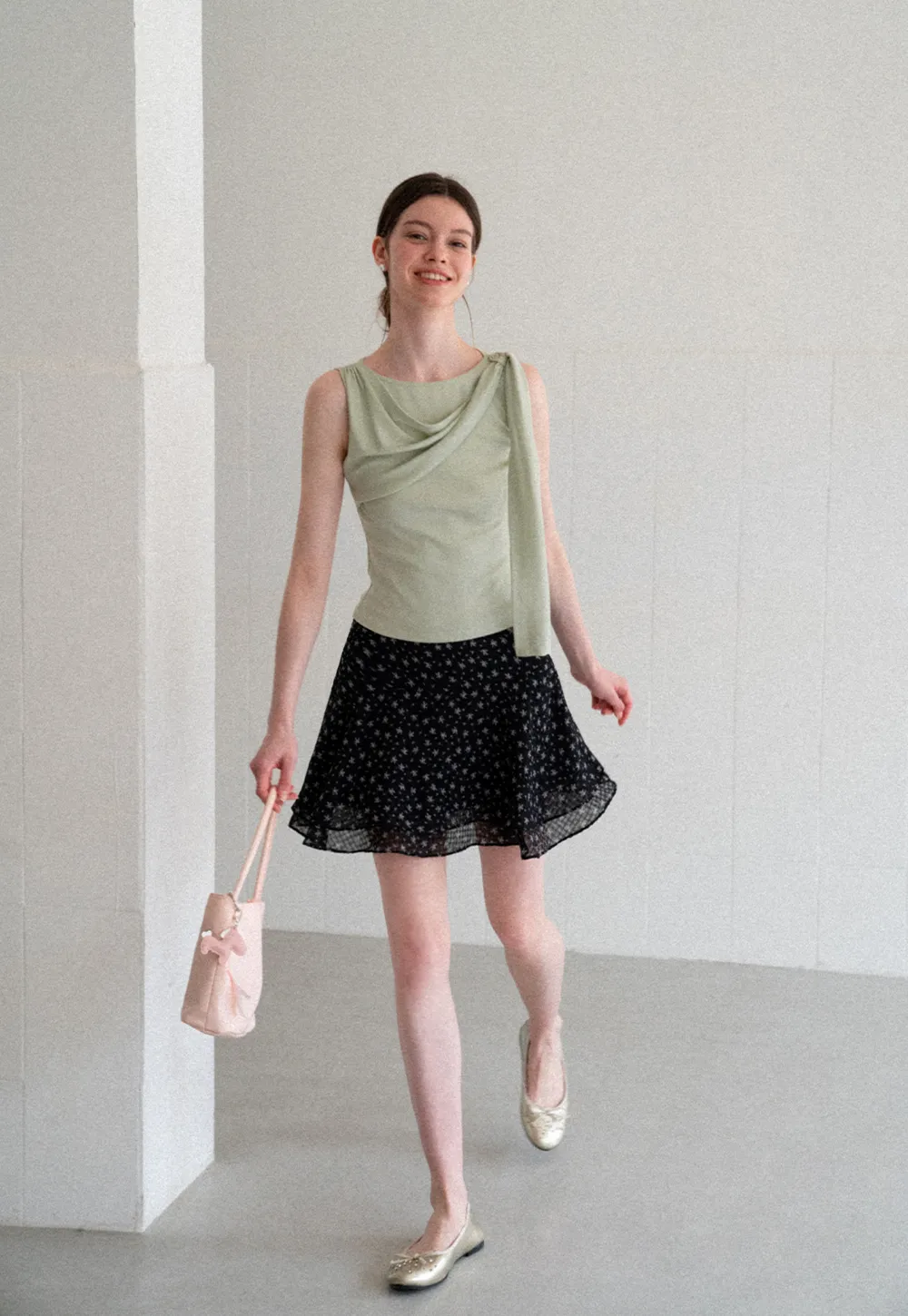 Asymmetrical Drape Sleeveless Top