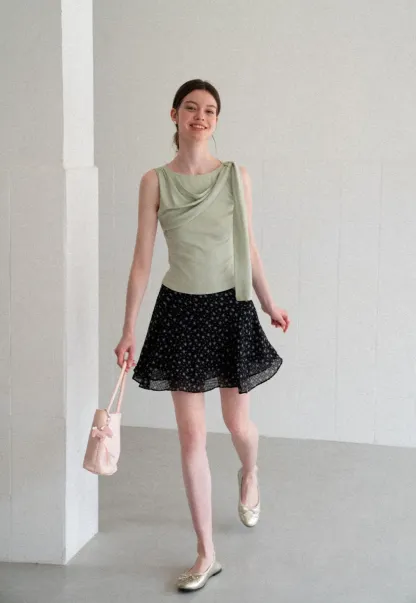 Asymmetrical Drape Sleeveless Top