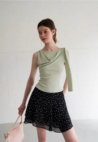 Asymmetrical Drape Sleeveless Top