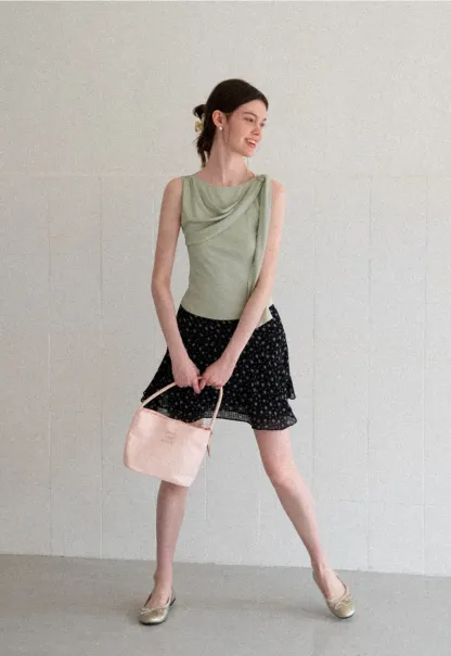Asymmetrical Drape Sleeveless Top