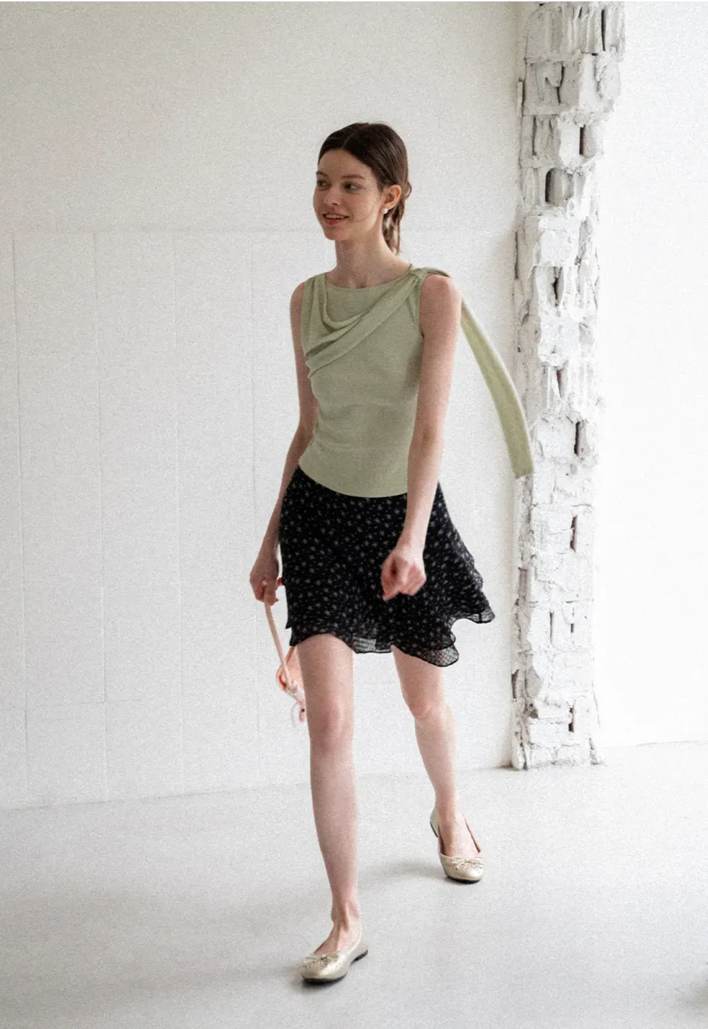 Asymmetrical Drape Sleeveless Top