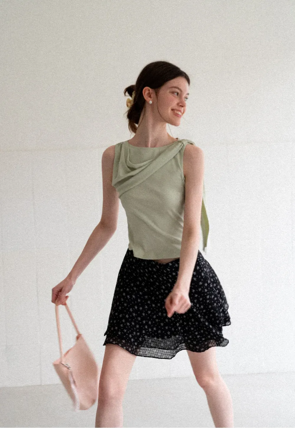 Asymmetrical Drape Sleeveless Top