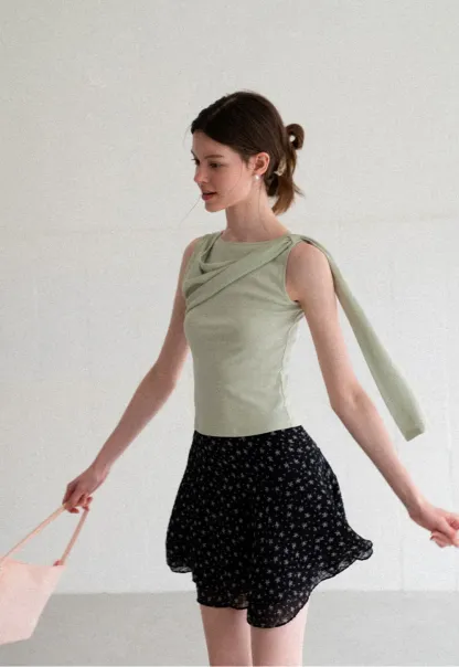 Asymmetrical Drape Sleeveless Top