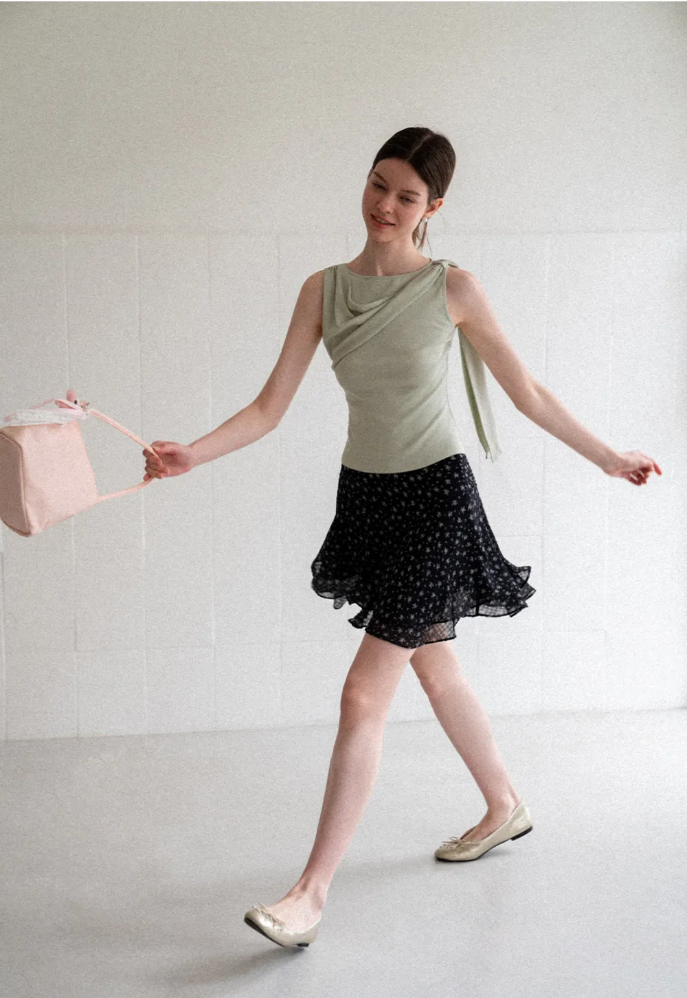 Asymmetrical Drape Sleeveless Top