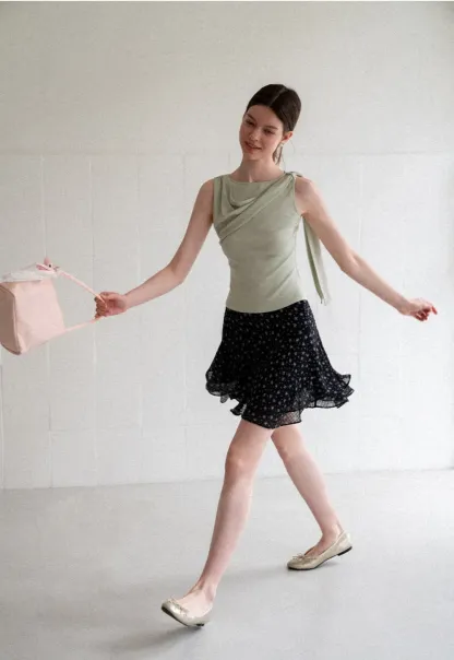 Asymmetrical Drape Sleeveless Top