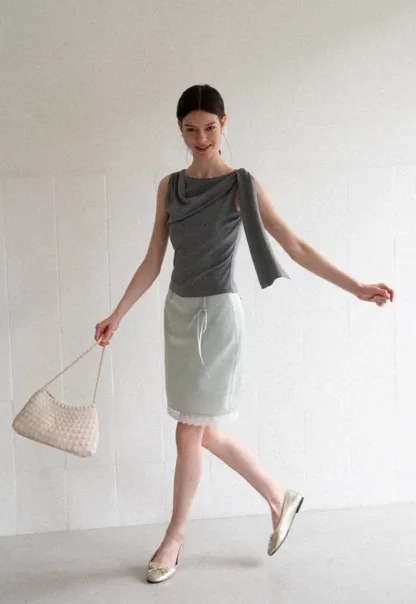 Asymmetrical Drape Sleeveless Top
