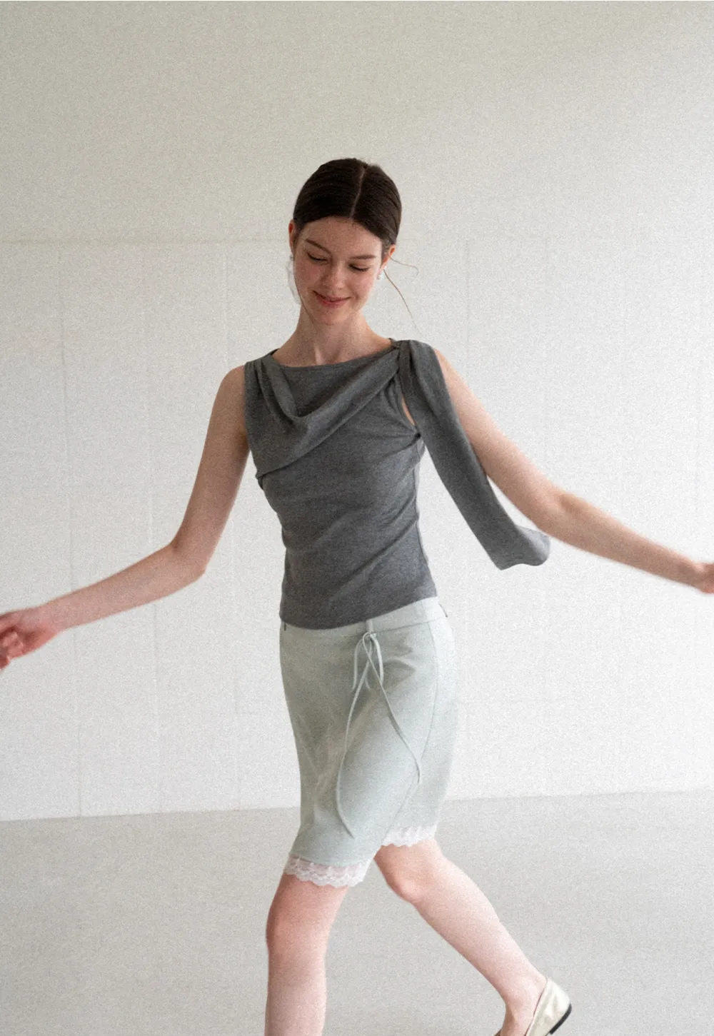 Asymmetrical Drape Sleeveless Top