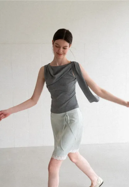 Asymmetrical Drape Sleeveless Top