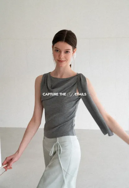 Asymmetrical Drape Sleeveless Top
