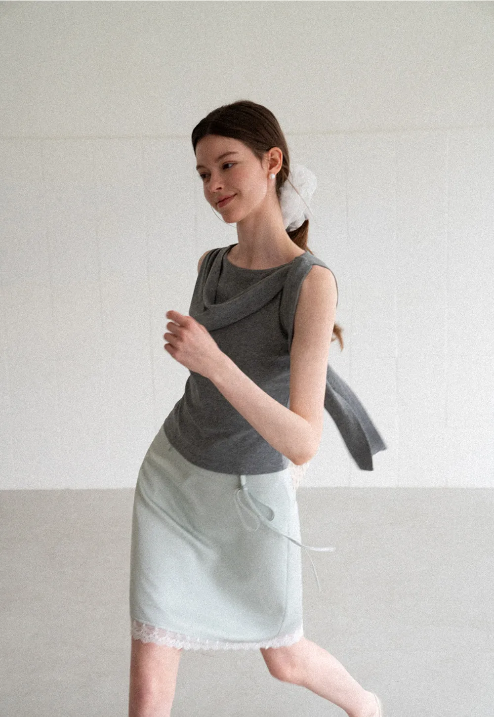 Asymmetrical Drape Sleeveless Top