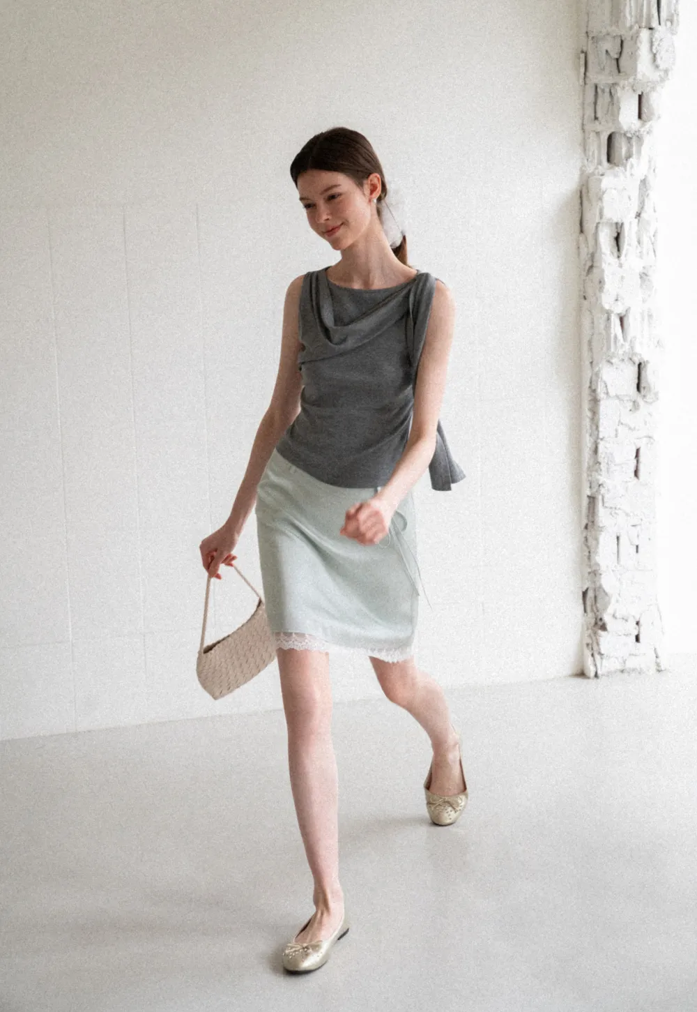 Asymmetrical Drape Sleeveless Top
