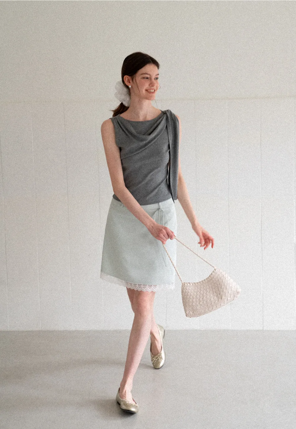 Asymmetrical Drape Sleeveless Top