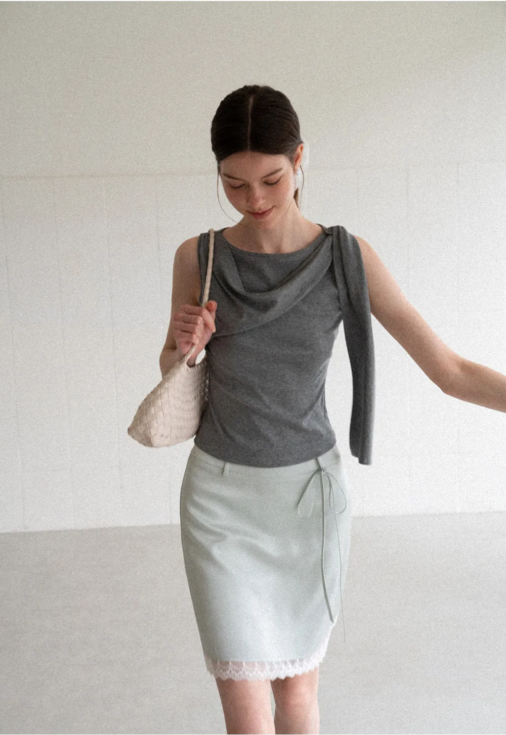 Asymmetrical Drape Sleeveless Top