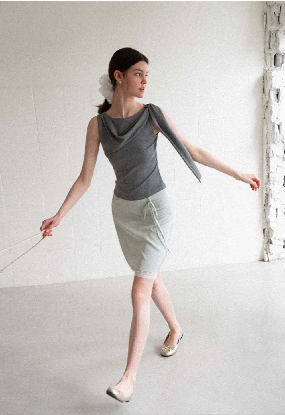 Asymmetrical Drape Sleeveless Top