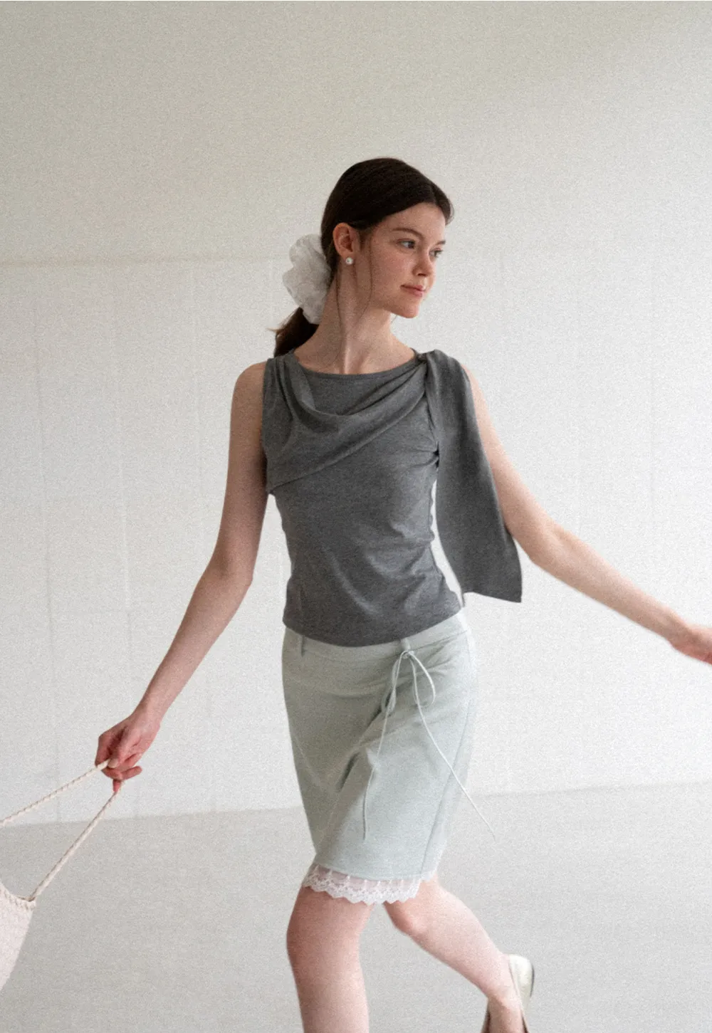 Asymmetrical Drape Sleeveless Top