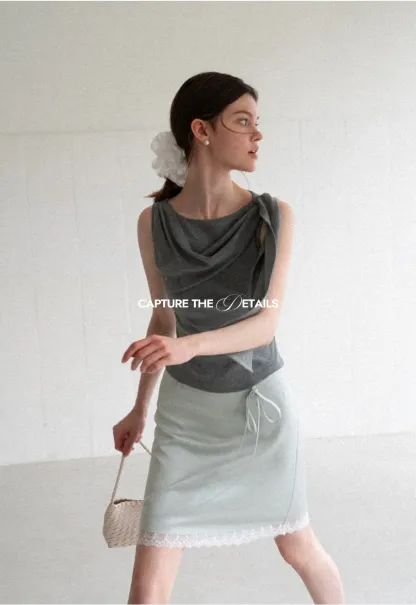 Asymmetrical Drape Sleeveless Top