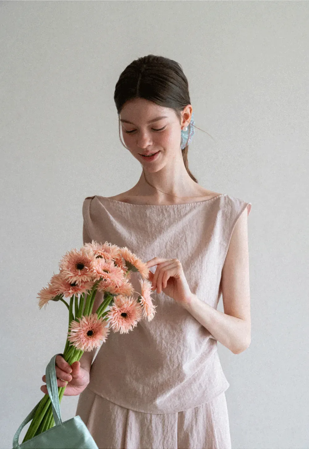 Square Neck Sleeveless Top With Pleated Midi Skirt Set