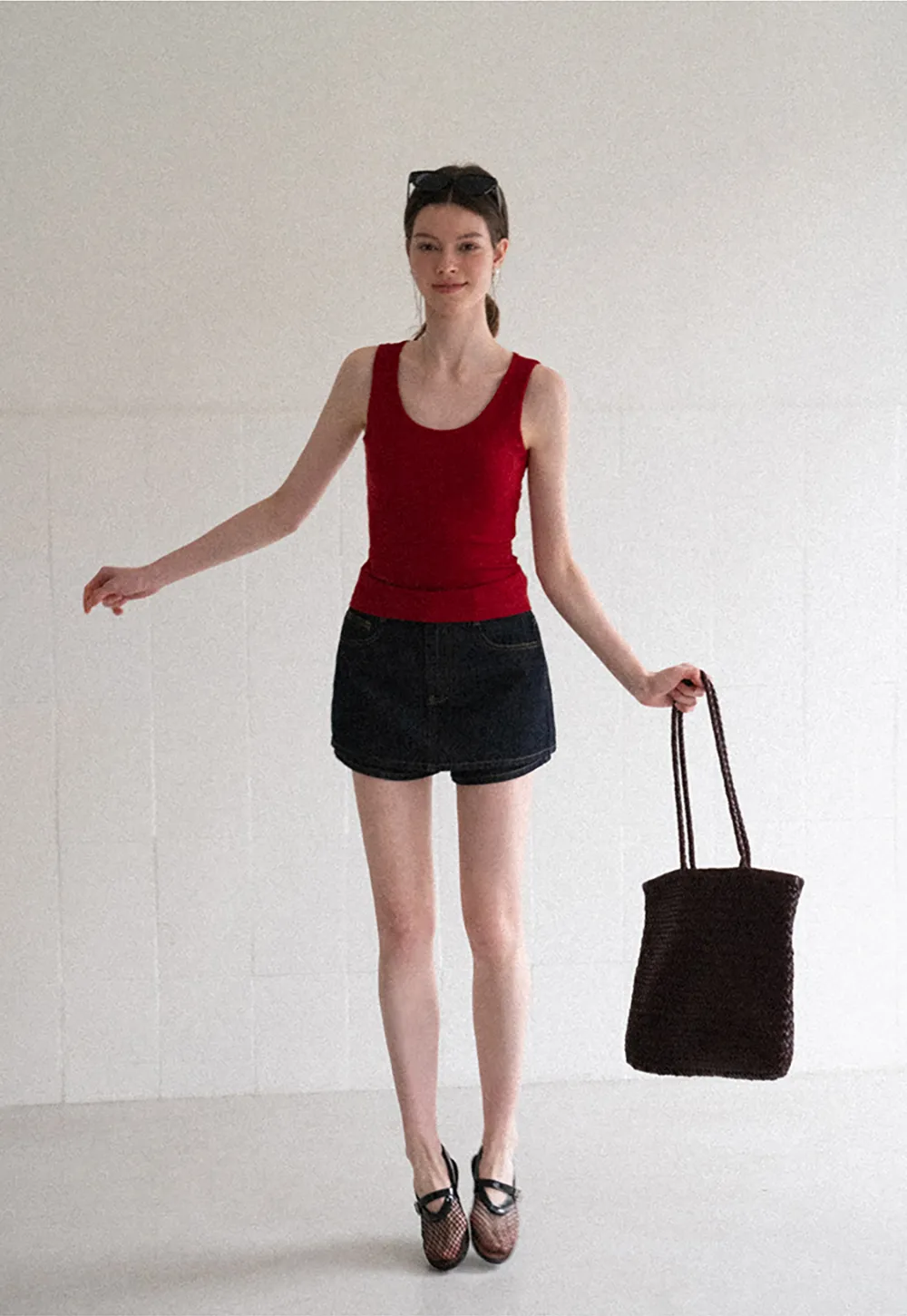 Cross Back Twist Detail Sleeveless Top