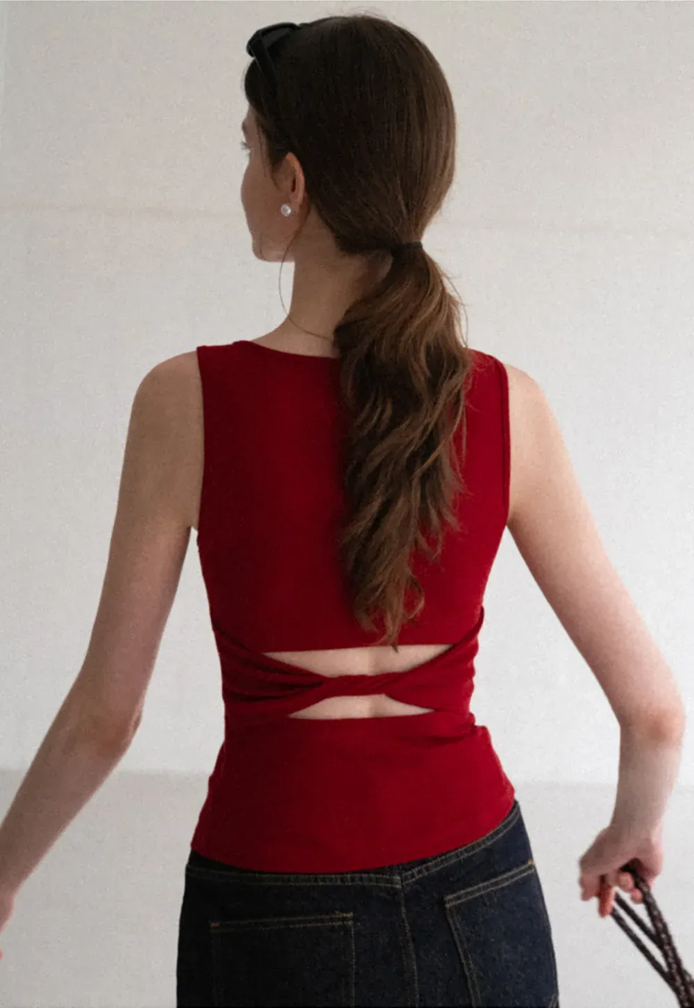 Cross Back Twist Detail Sleeveless Top