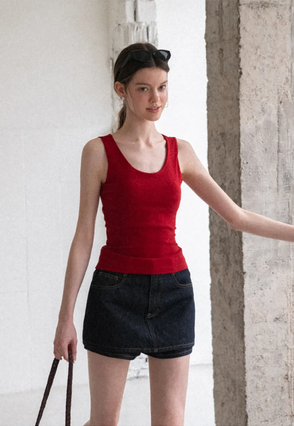 Cross Back Twist Detail Sleeveless Top