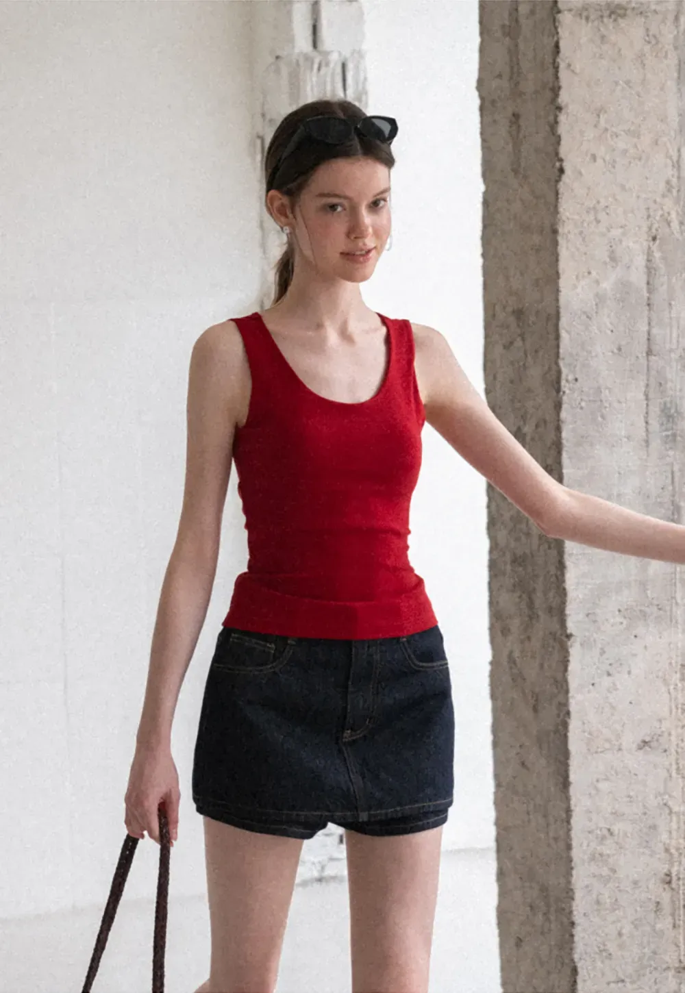 Cross Back Twist Detail Sleeveless Top