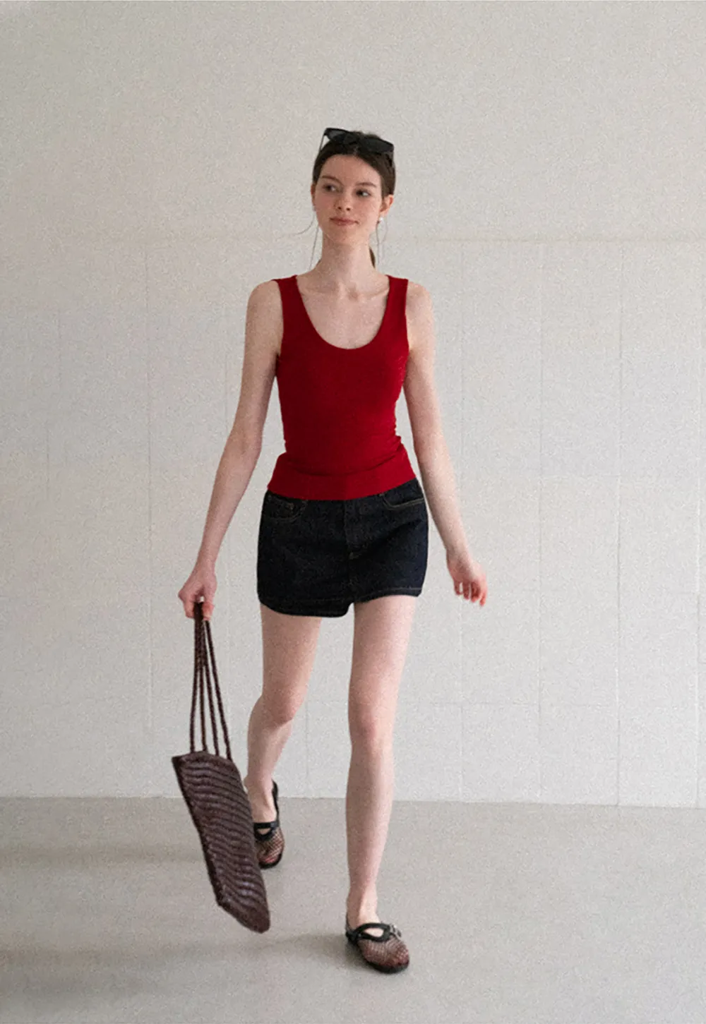 Cross Back Twist Detail Sleeveless Top