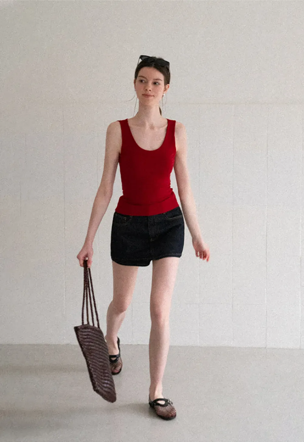 Cross Back Twist Detail Sleeveless Top