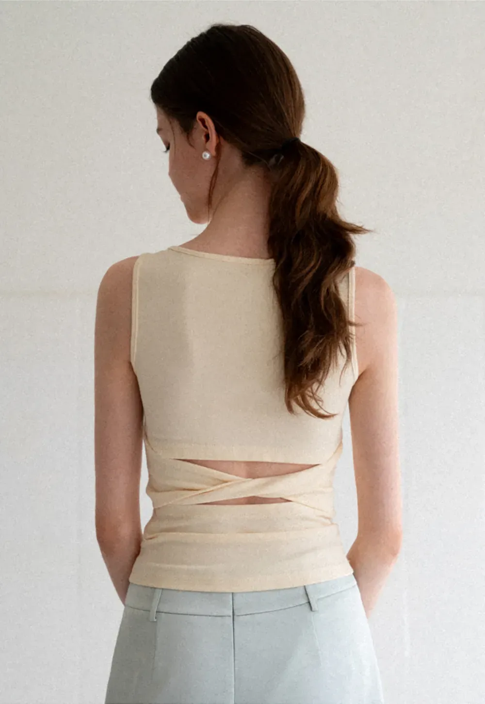 Cross Back Twist Detail Sleeveless Top