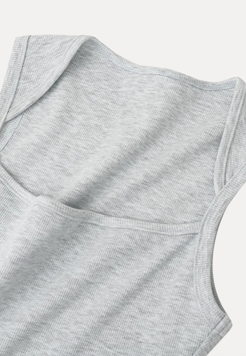 Ribbed Knit Square Neck Sleeveless Top