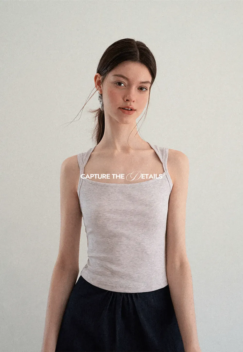Ribbed Knit Square Neck Sleeveless Top