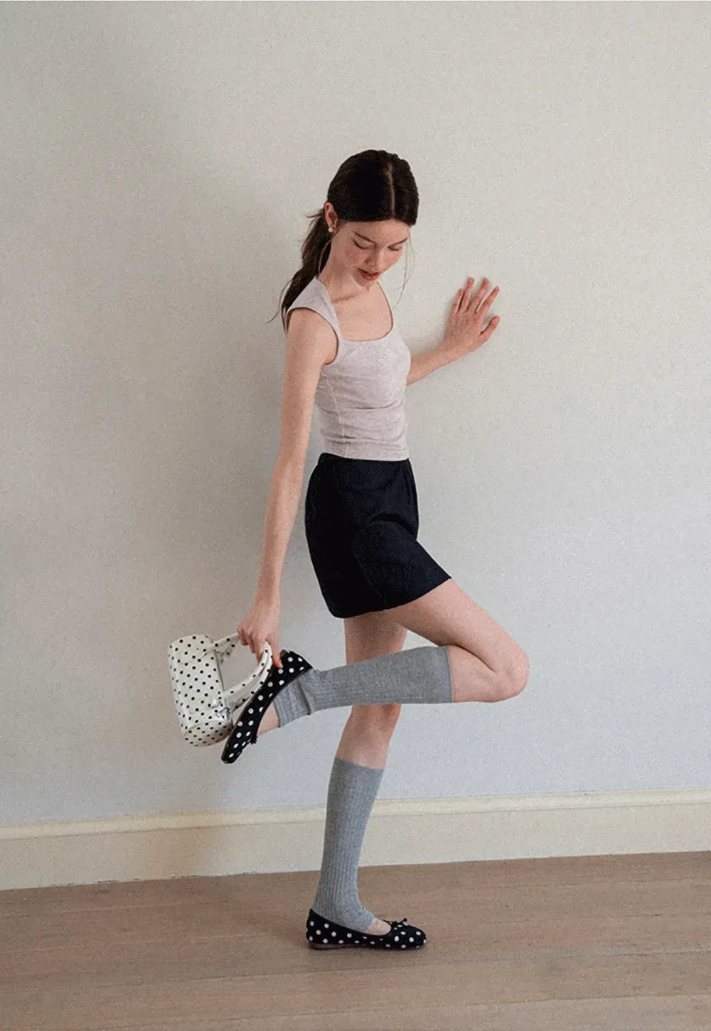 Ribbed Knit Square Neck Sleeveless Top