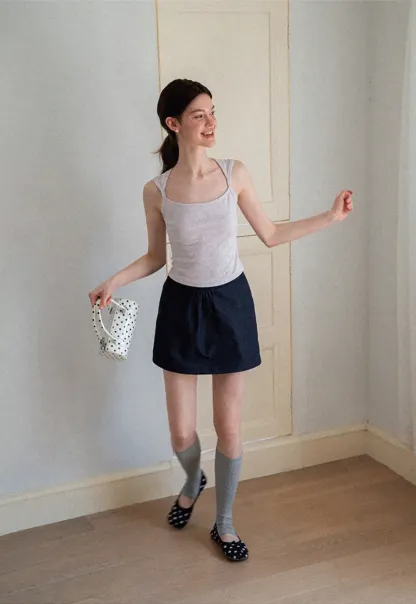 Ribbed Knit Square Neck Sleeveless Top